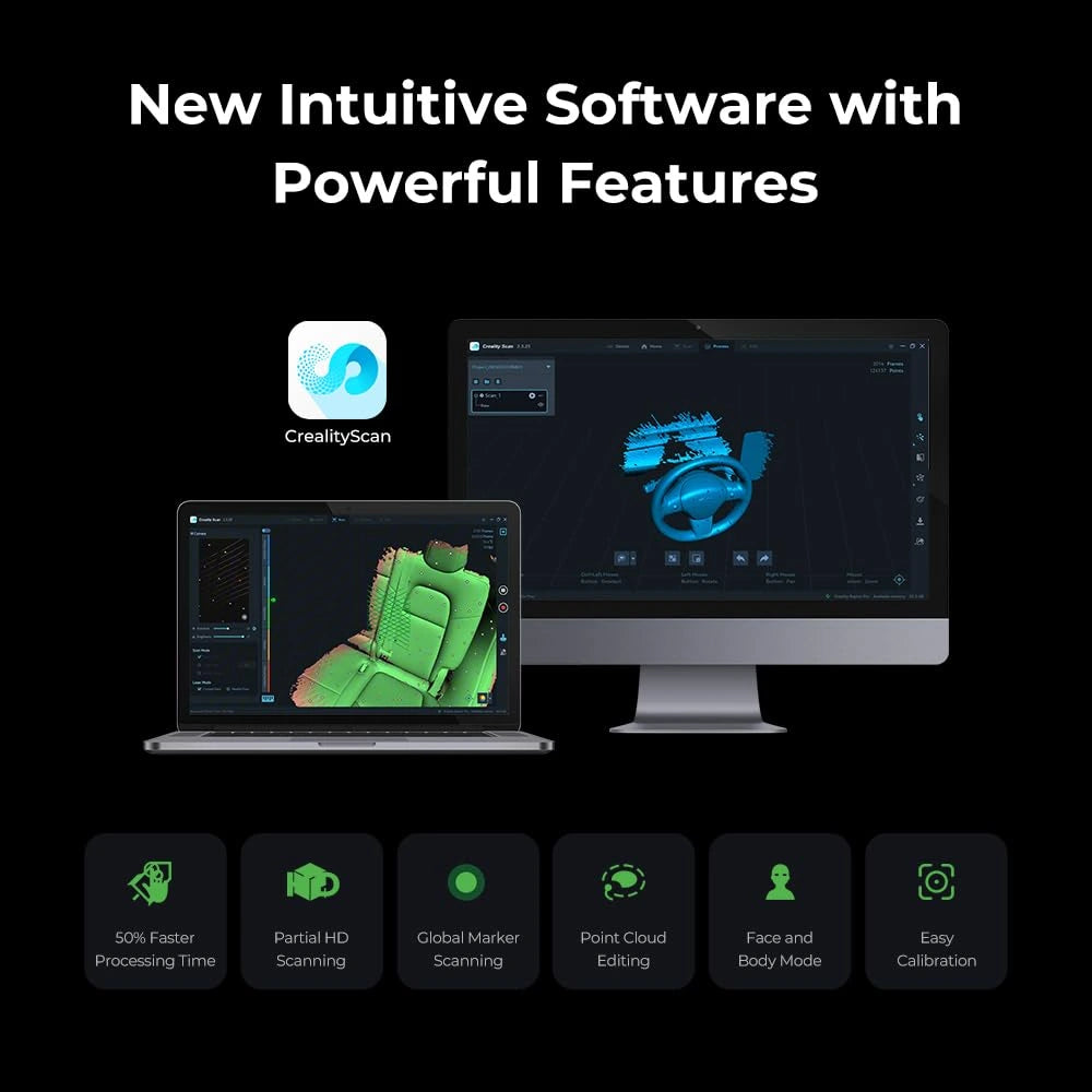 Creality 3D Scanner Raptor Pro for 3D Printing, Handheld 3D Scanner 0.02Mm Accuracy, 22+7 Blue Laser & NIR, 60Fps High-Speed & 5MM to 4M Objects, 24-Bit Full-Color Scanning for Windows Macos — product view 7