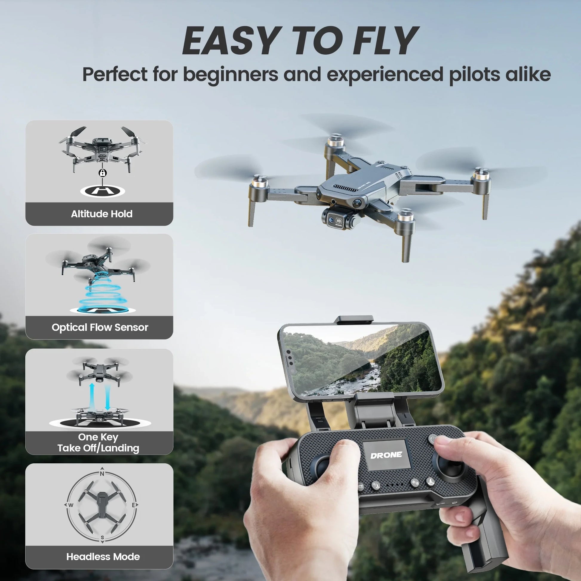B3-PRO GPS Foldable Drone with 4K HD Camera for Adults, Brushless Motor, 2 Batteries, Black — product view 10