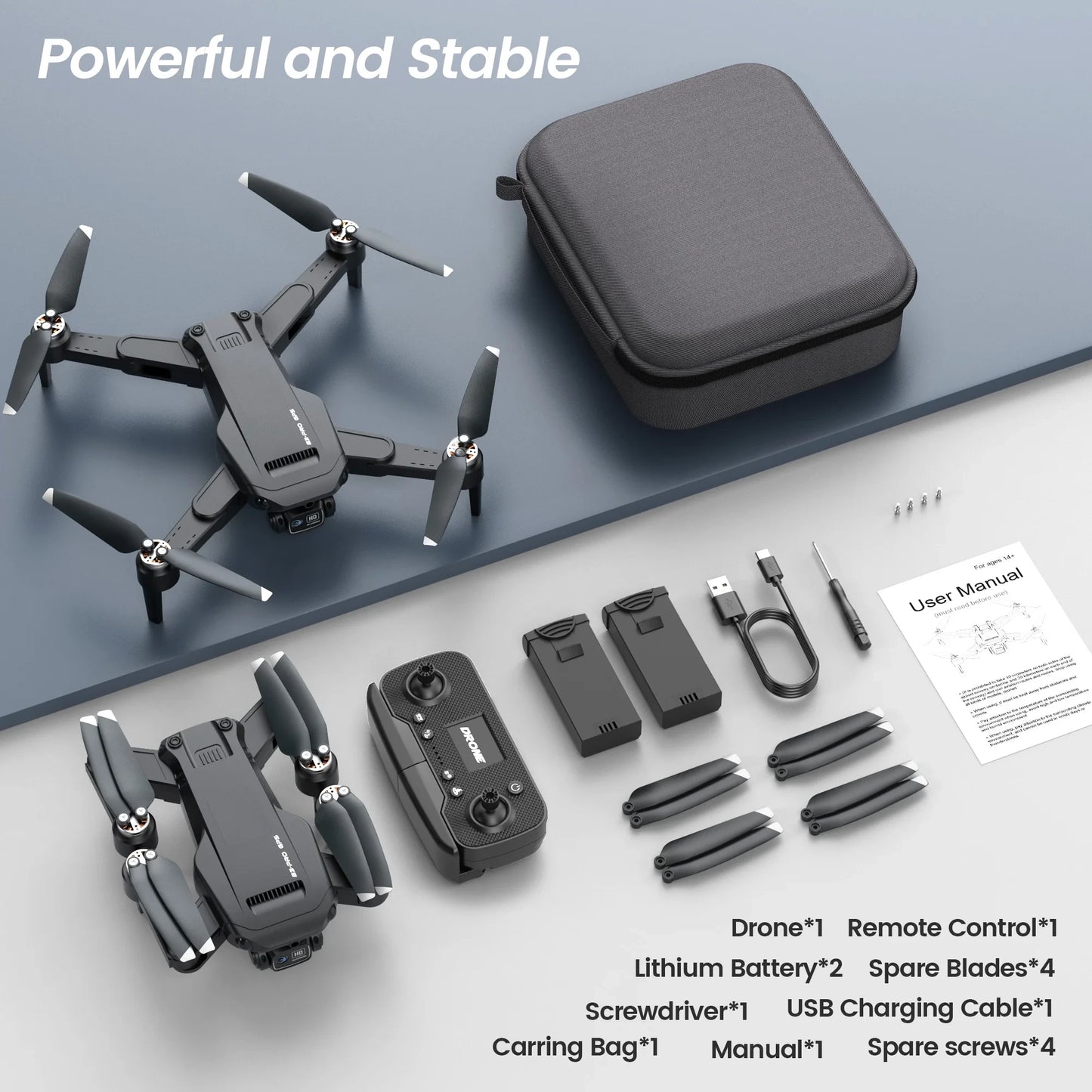 B3-PRO GPS Foldable Drone with 4K HD Camera for Adults, Brushless Motor, 2 Batteries, Black — product view 4