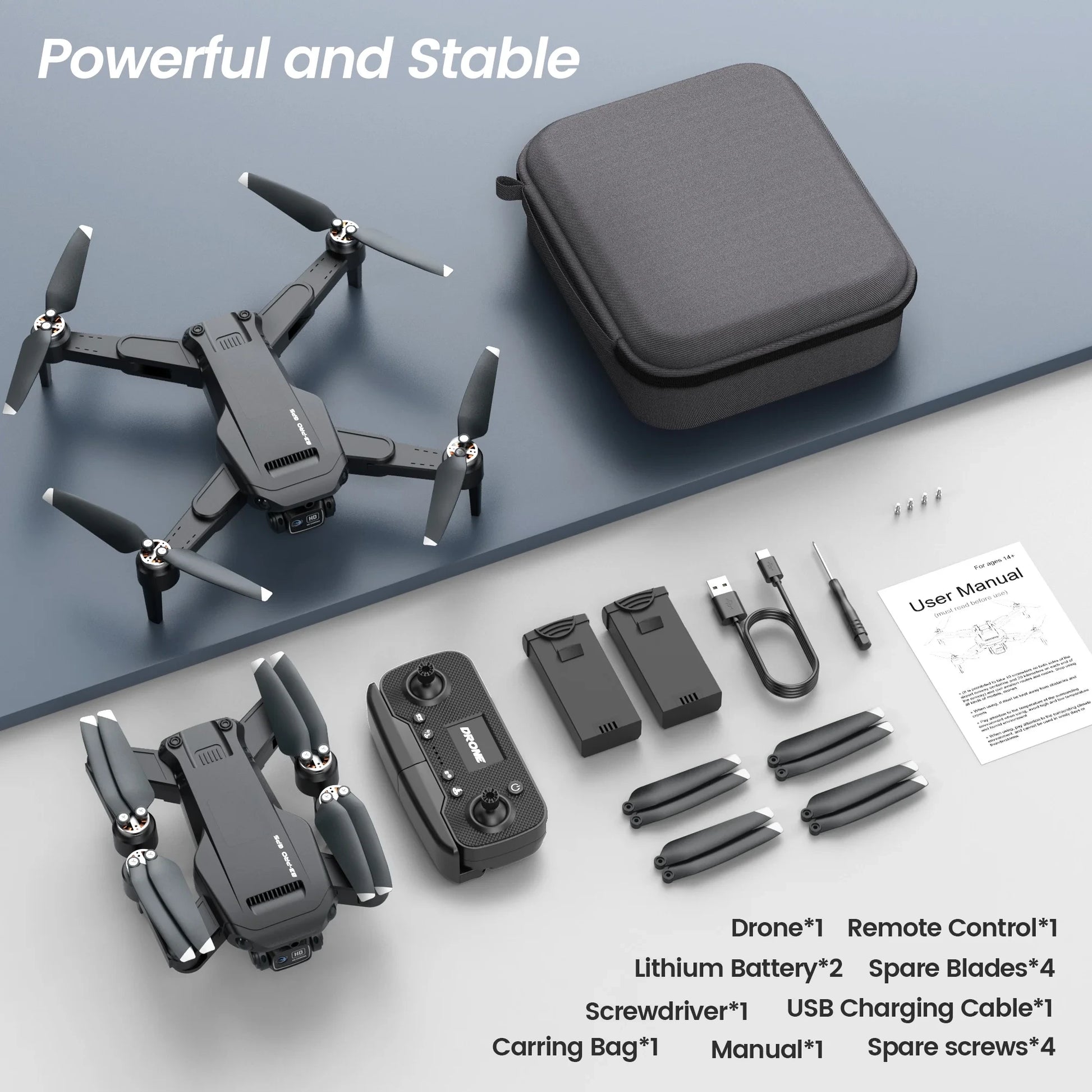 B3-PRO GPS Foldable Drone with 4K HD Camera for Adults, Brushless Motor, 2 Batteries, Black — product view 4