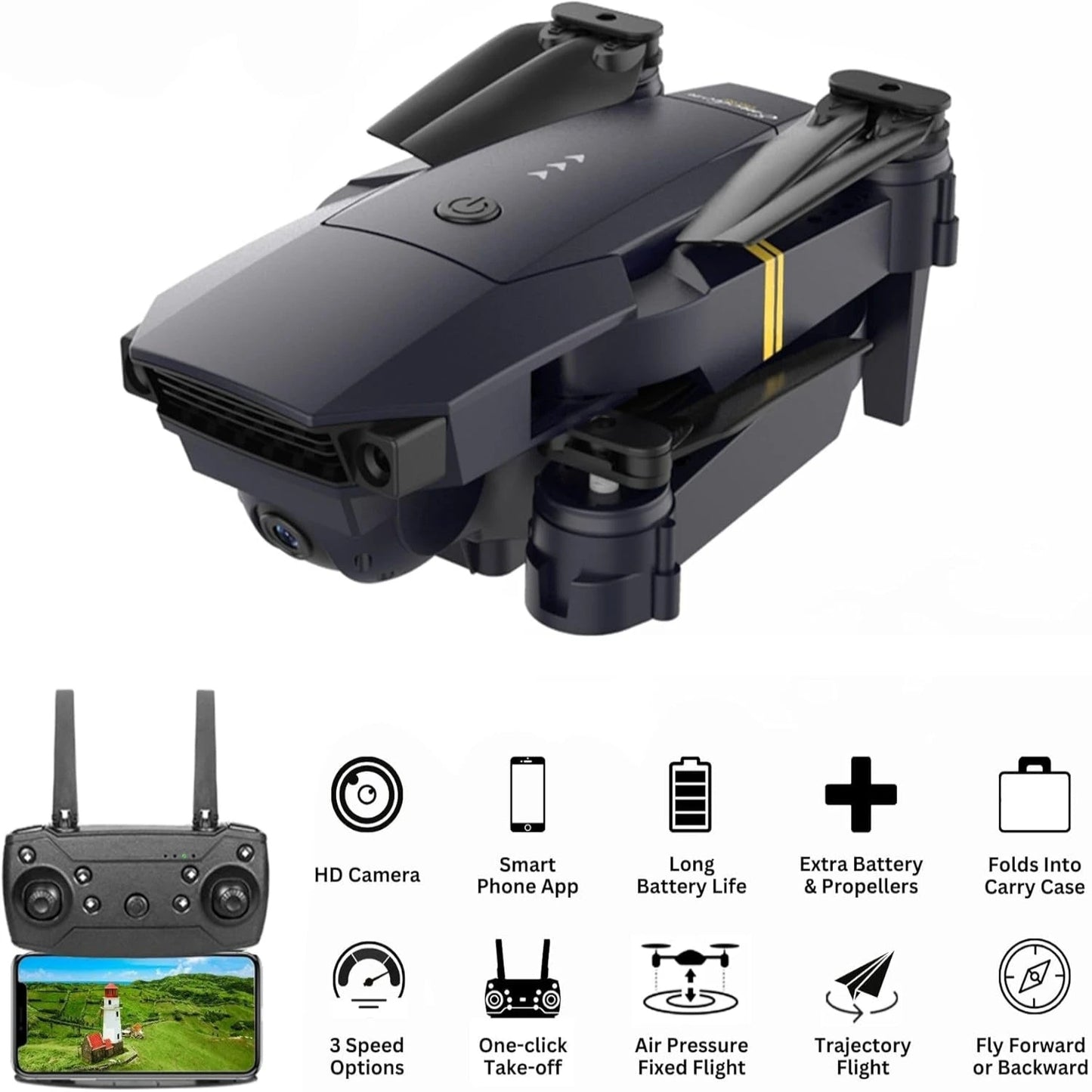 Black Falcon 4K Drone with Camera 2026 Quadcopter Drones for Adults — product view 2