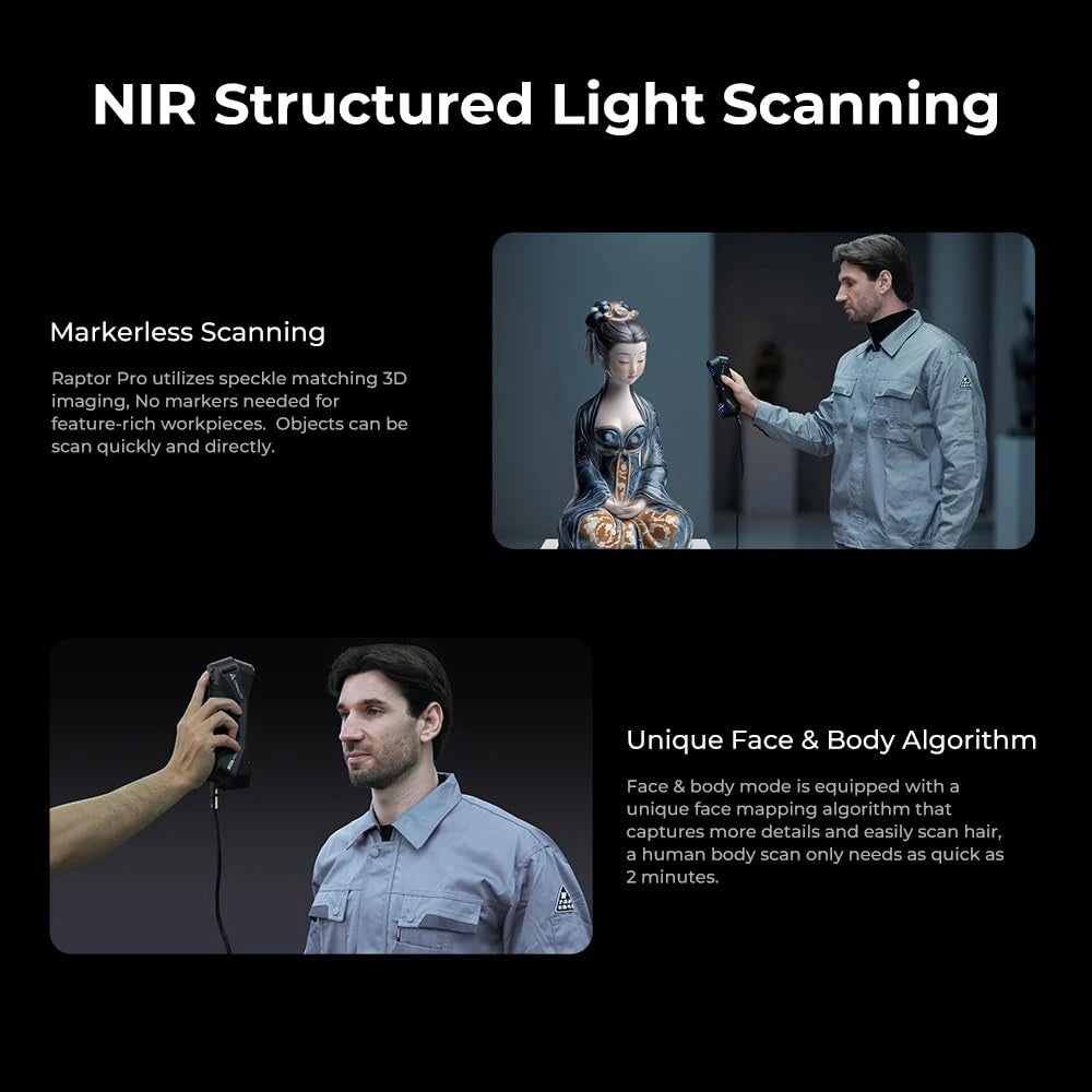 Creality 3D Scanner Raptor Pro for 3D Printing, Handheld 3D Scanner 0.02Mm Accuracy, 22+7 Blue Laser & NIR, 60Fps High-Speed & 5MM to 4M Objects, 24-Bit Full-Color Scanning for Windows Macos — product view 4