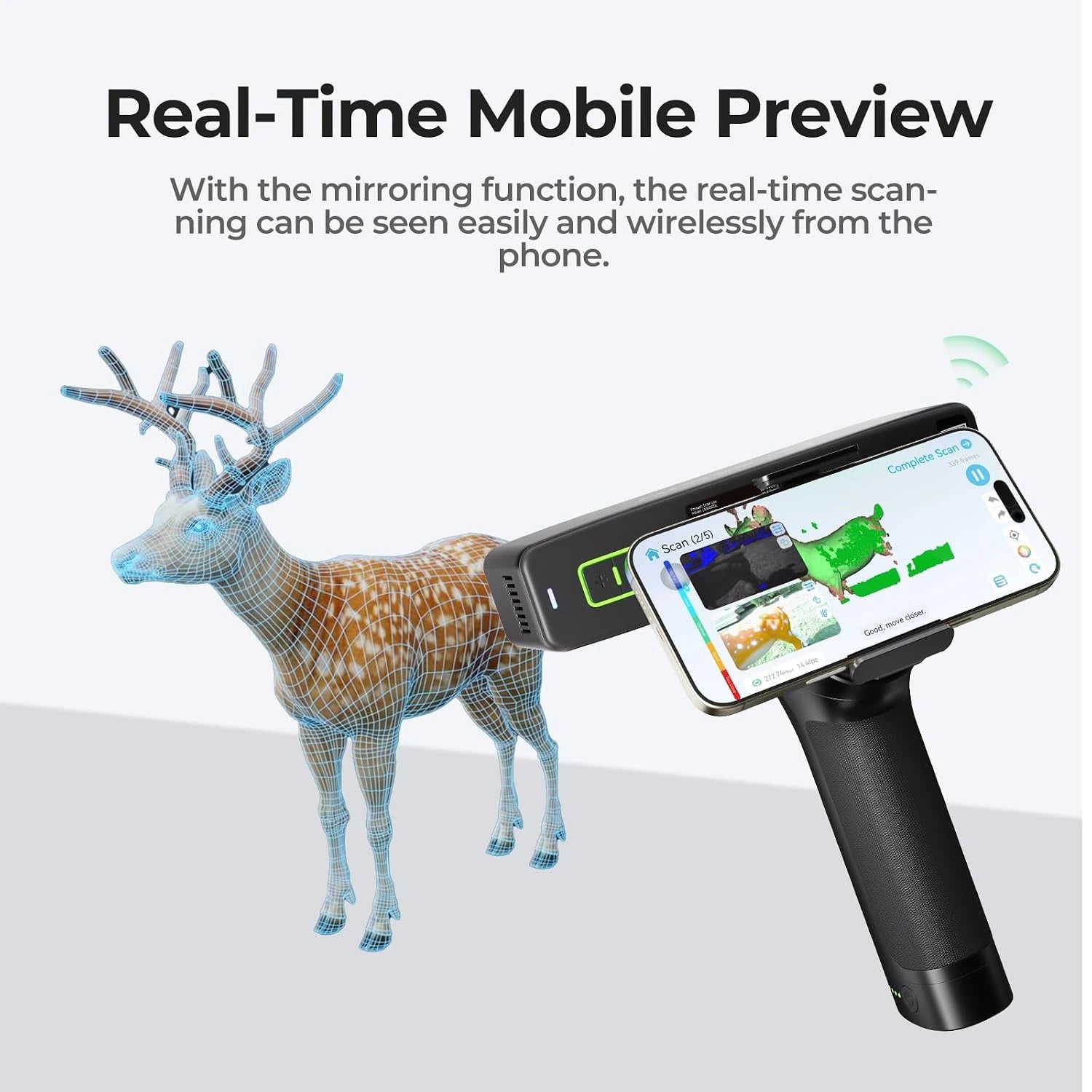 Otter Lite 3D Scanner for 3D Printing, Handheld 3D Printer Scanner 0.05Mm Precision, Full-Color Scanning | Wifi 6 | Portable for Metal/Black Objects | Windows/Macos/Android/Ios — product view 2