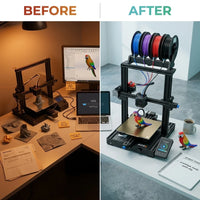 AD5X 3D Printer, Multi-Color Printer & 600Mm/S High Speed, 1Count, 8.7 X 8.7 X 8.7" — Before & After